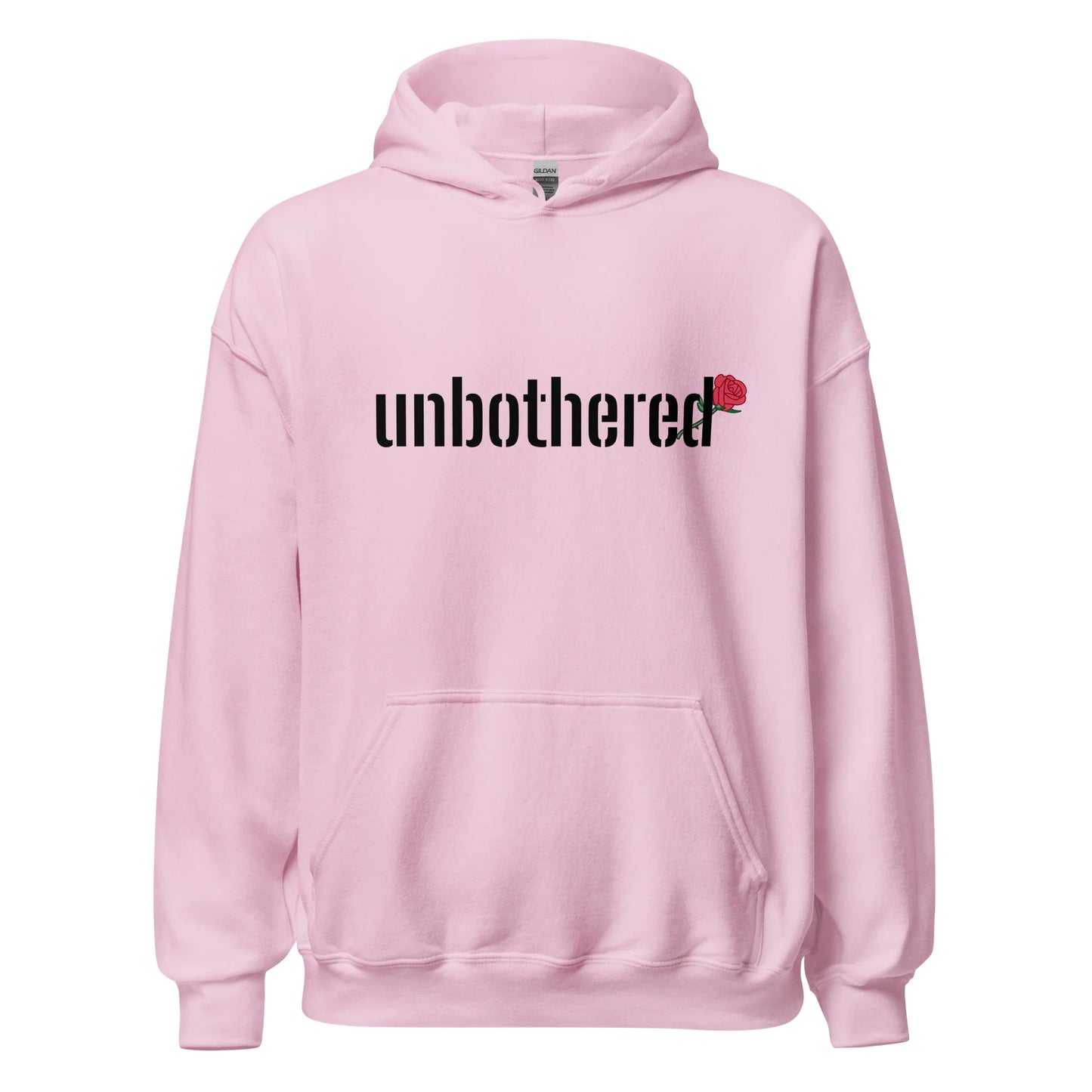 UNBOTHERED RED ROSE HOODIE - LIGHT PINK