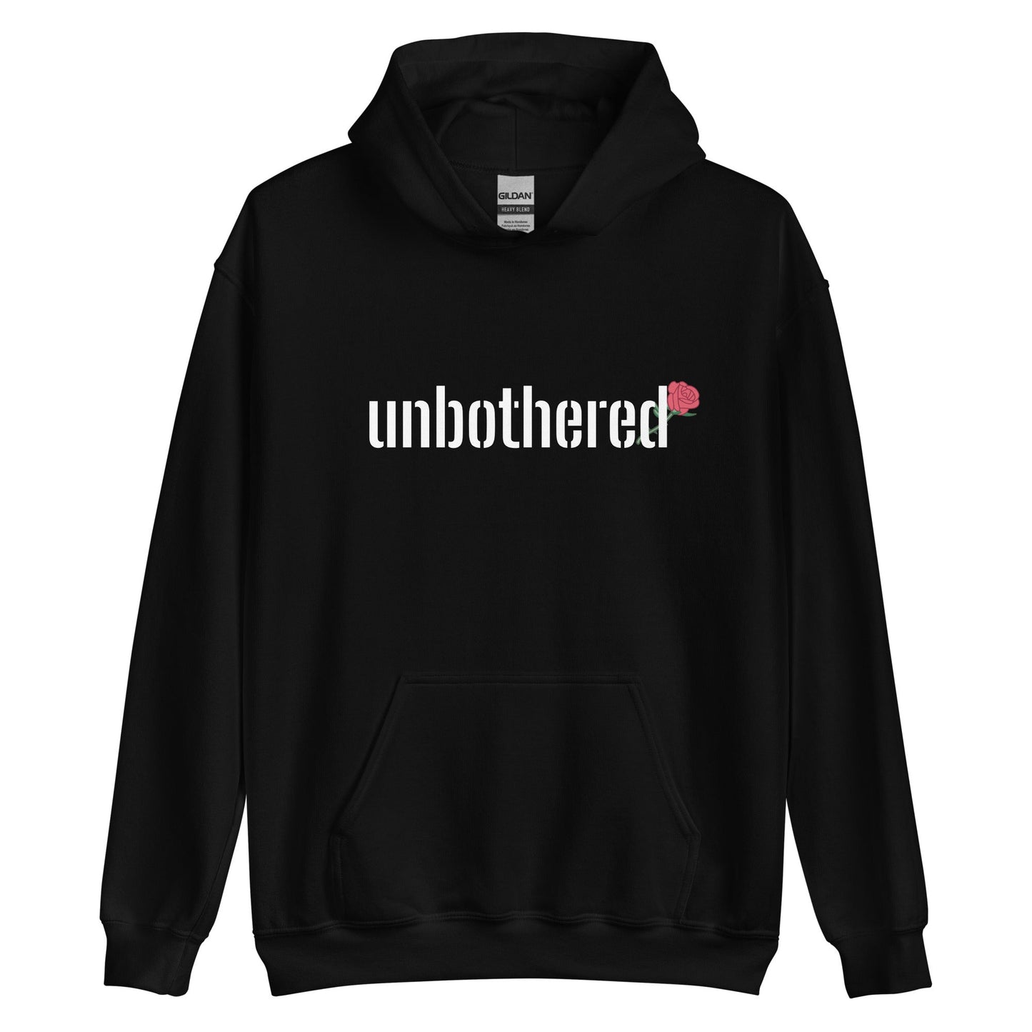 UNBOTHERED RED ROSE HOODIE - BLACK