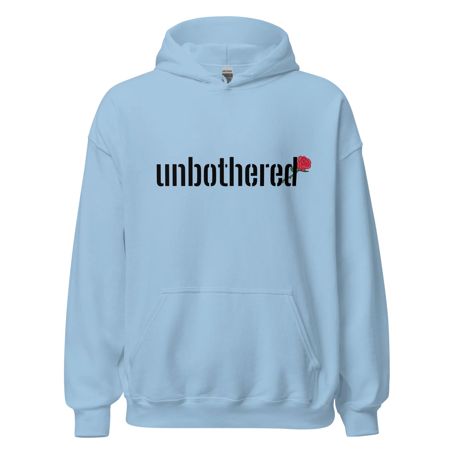 UNBOTHERED RED ROSE HOODIE - LIGHT BLUE