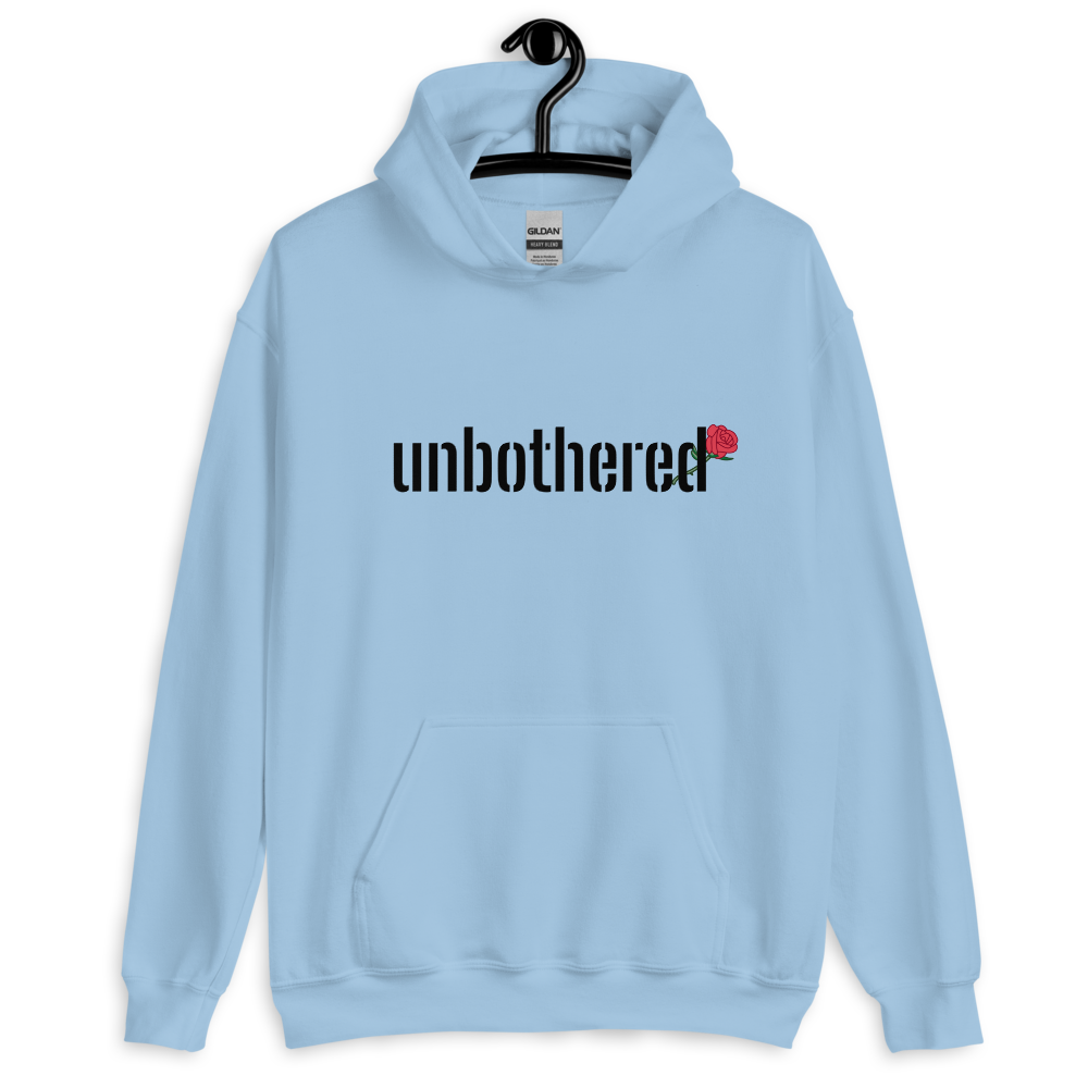 Unbothered Red Rose - Light Blue Hoodie